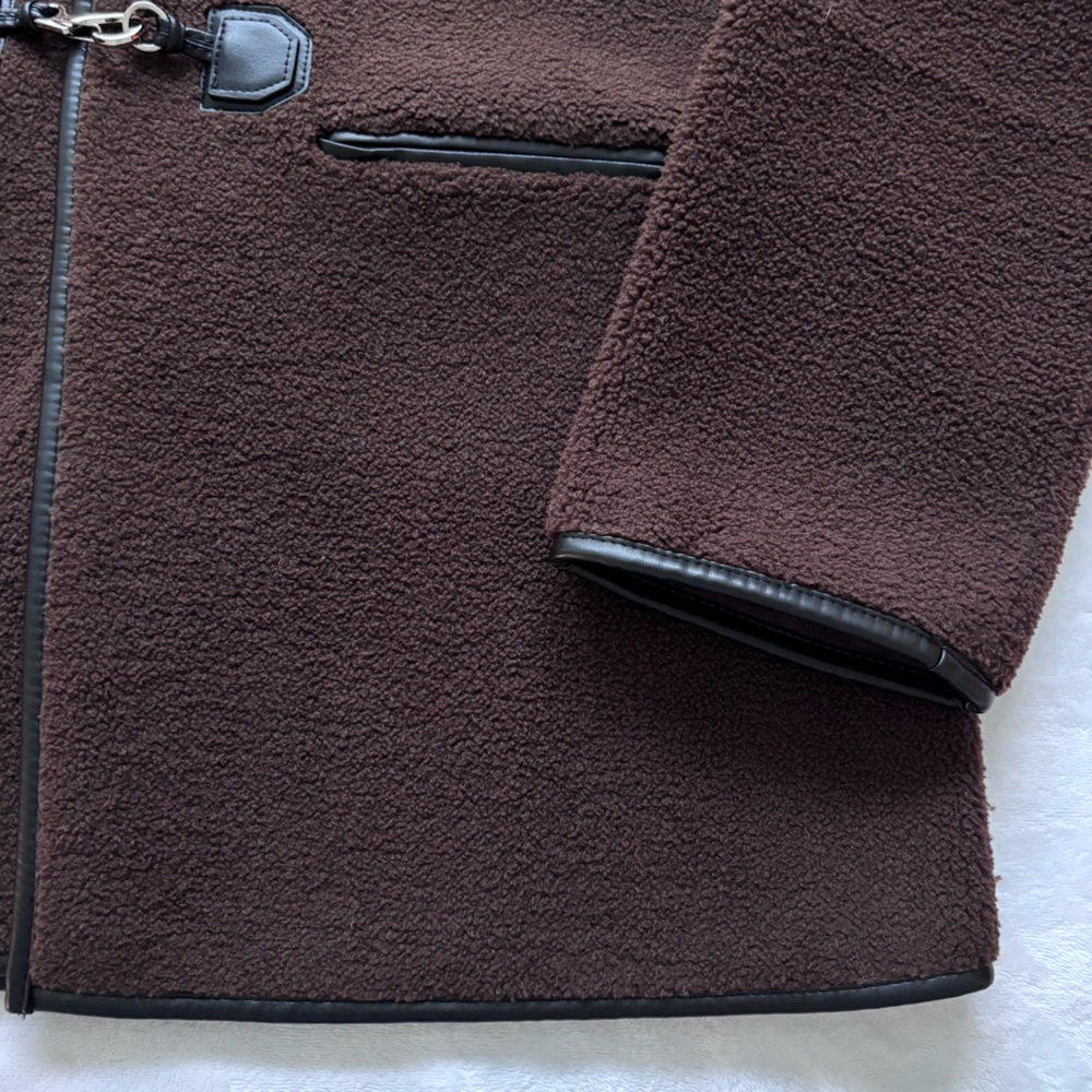 REBECCA MINKOFF Chocolate Brown Shearling Toggle Jacket--NWT--M - Picture 11 of 15